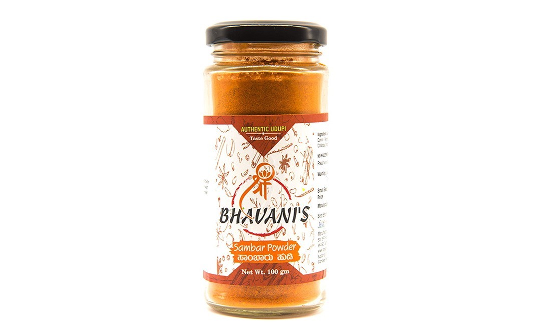 Bhavani's Sambar Powder    Glass Jar  100 grams